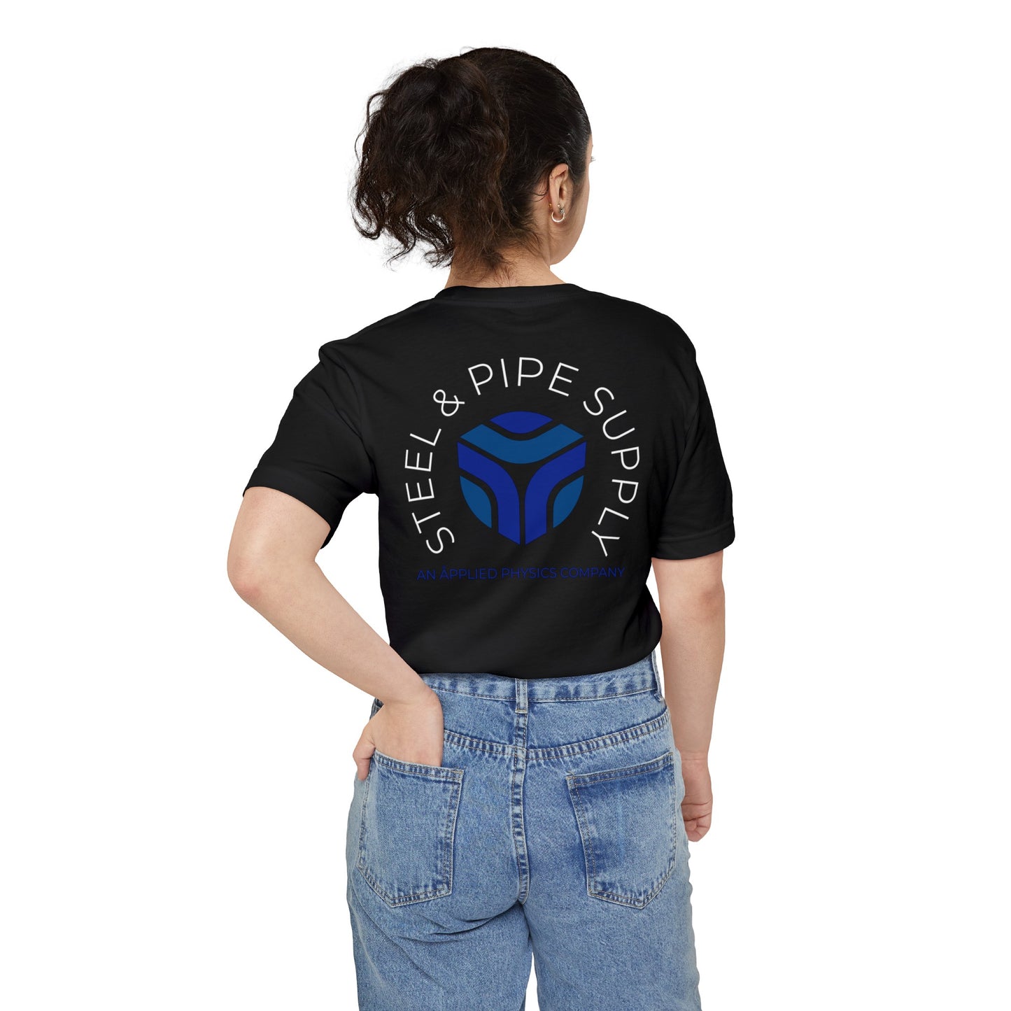 Steel and Pipe Supply Unisex Pocket T-shirt- White Text