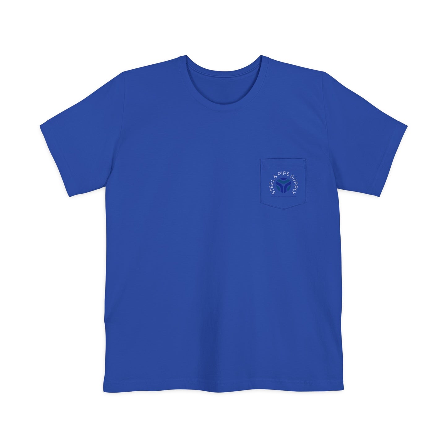 Steel and Pipe Supply Unisex Pocket T-shirt- White Text