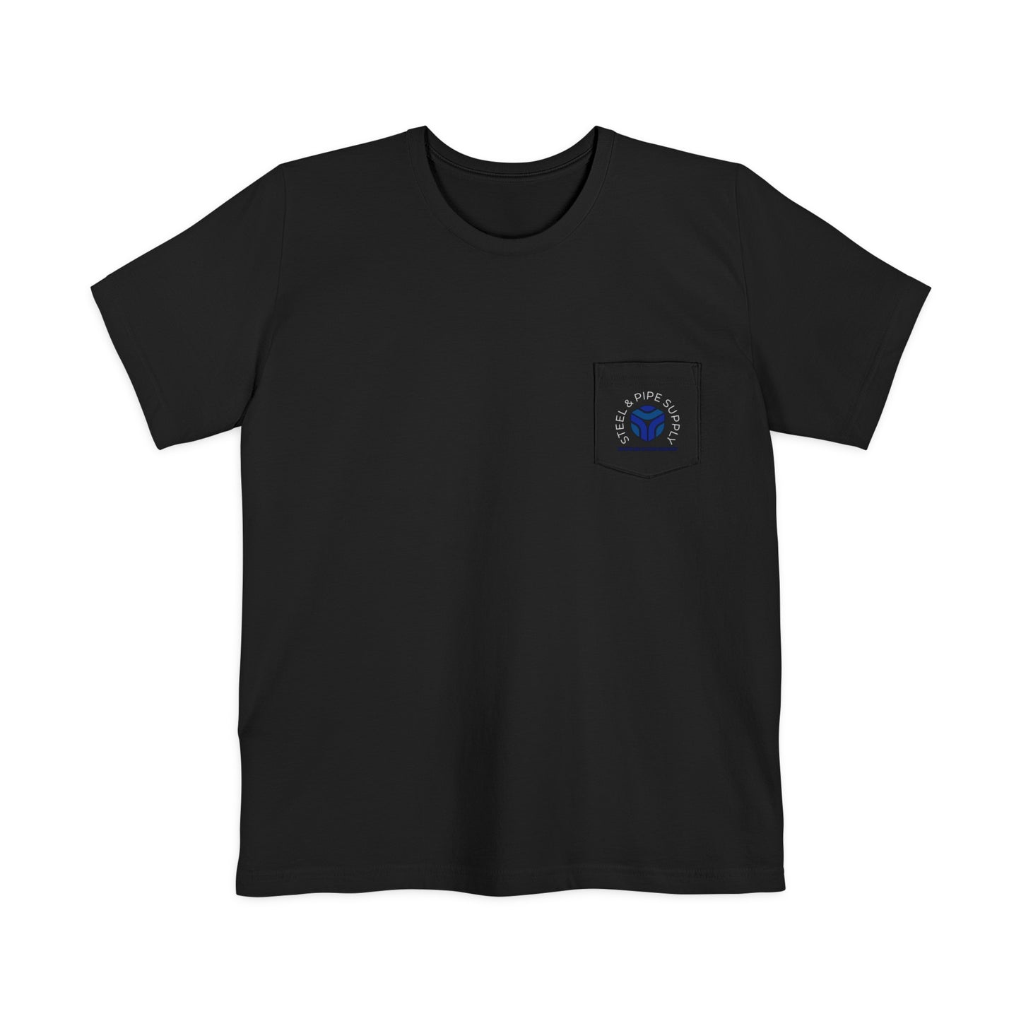 Steel and Pipe Supply Unisex Pocket T-shirt- White Text
