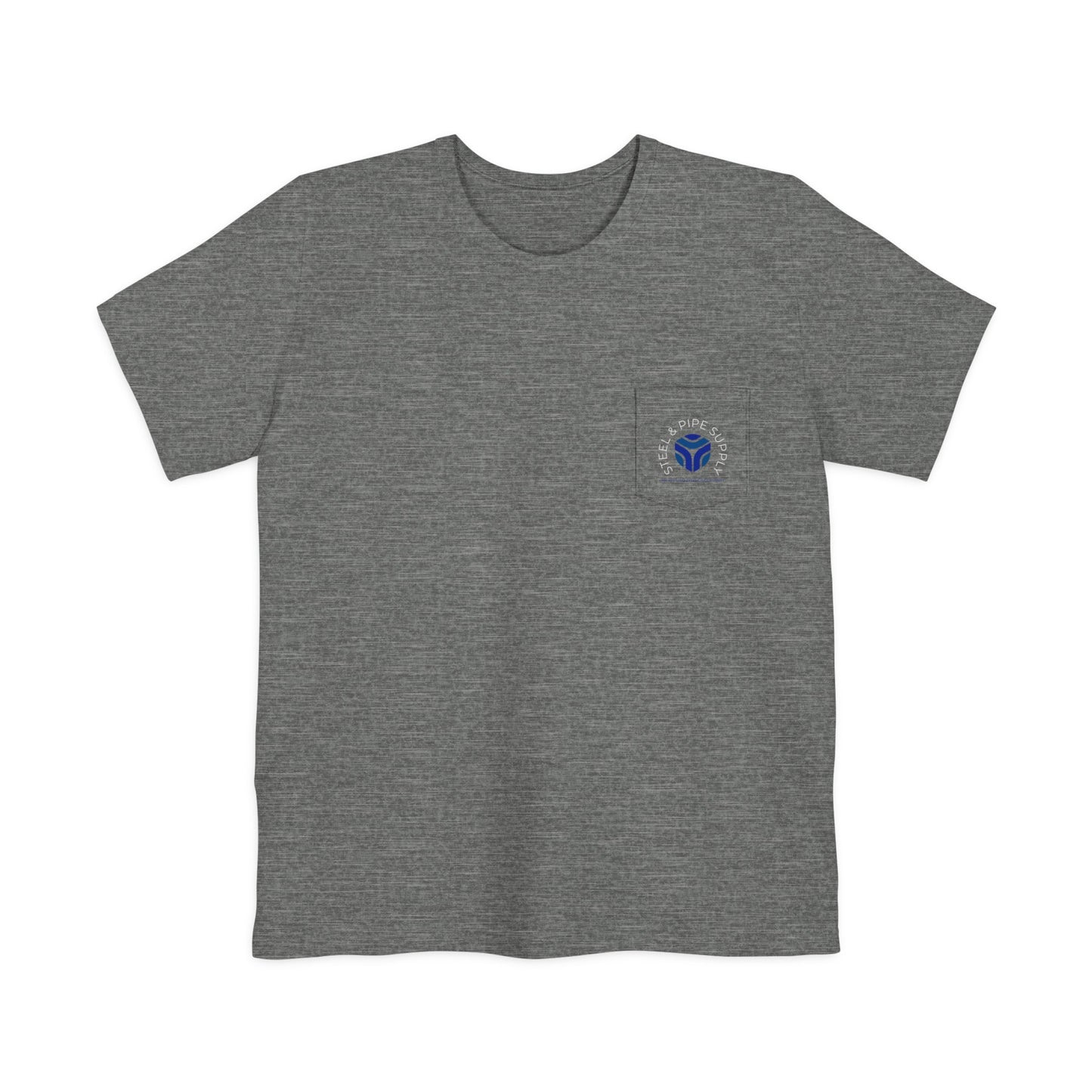 Steel and Pipe Supply Unisex Pocket T-shirt- White Text