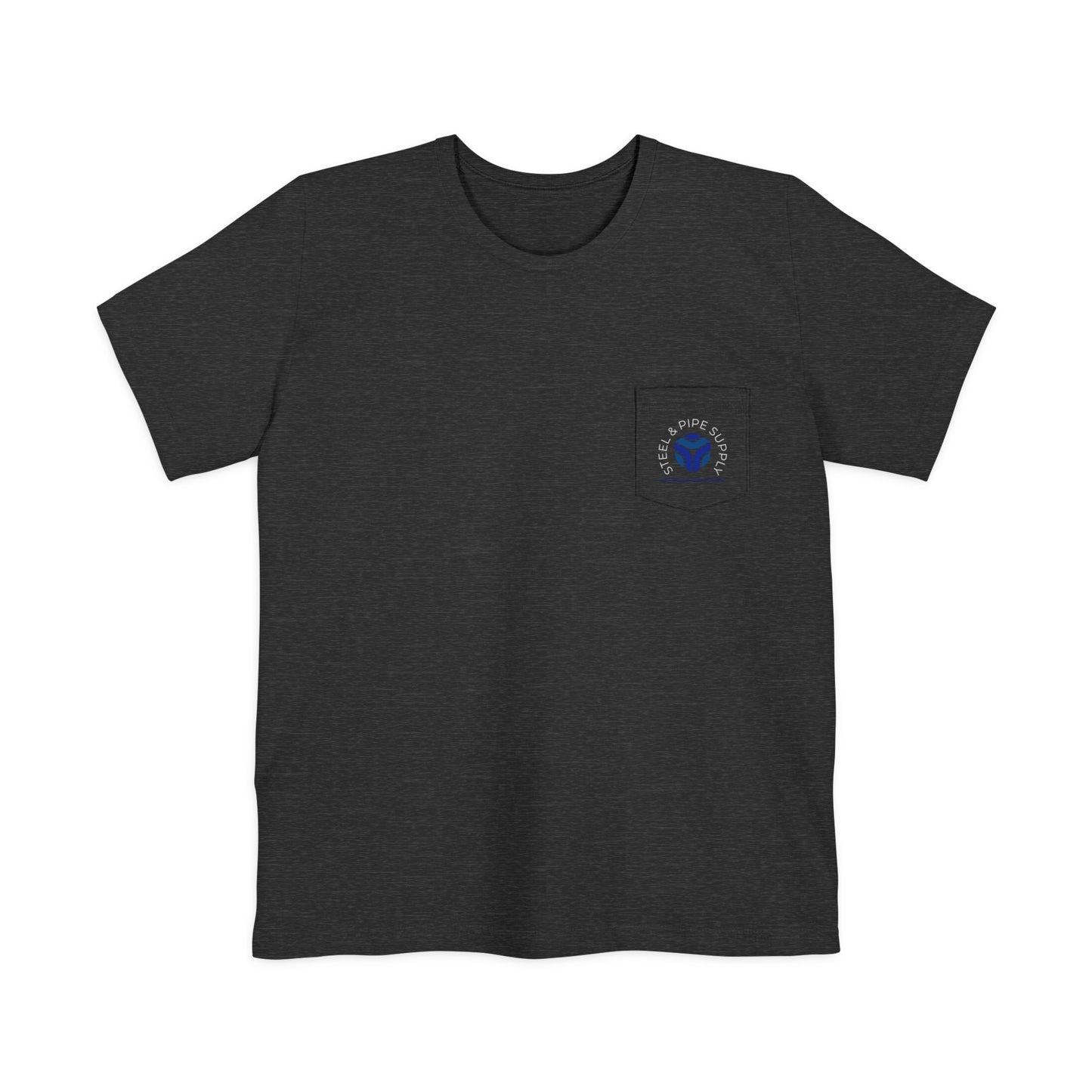 Steel and Pipe Supply Unisex Pocket T-shirt- White Text