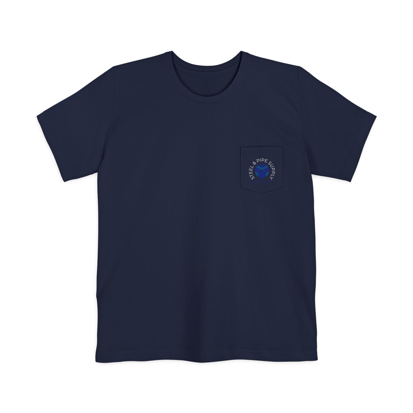 Steel and Pipe Supply Unisex Pocket T-shirt- White Text