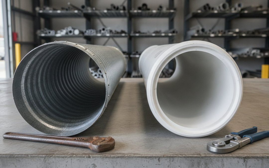 Steel pipe and PVC drainage material comparison